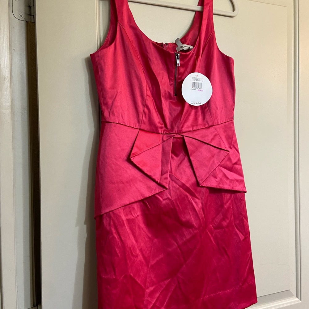 BCBGeneration Magenta Ruffle Waist Tank Dress